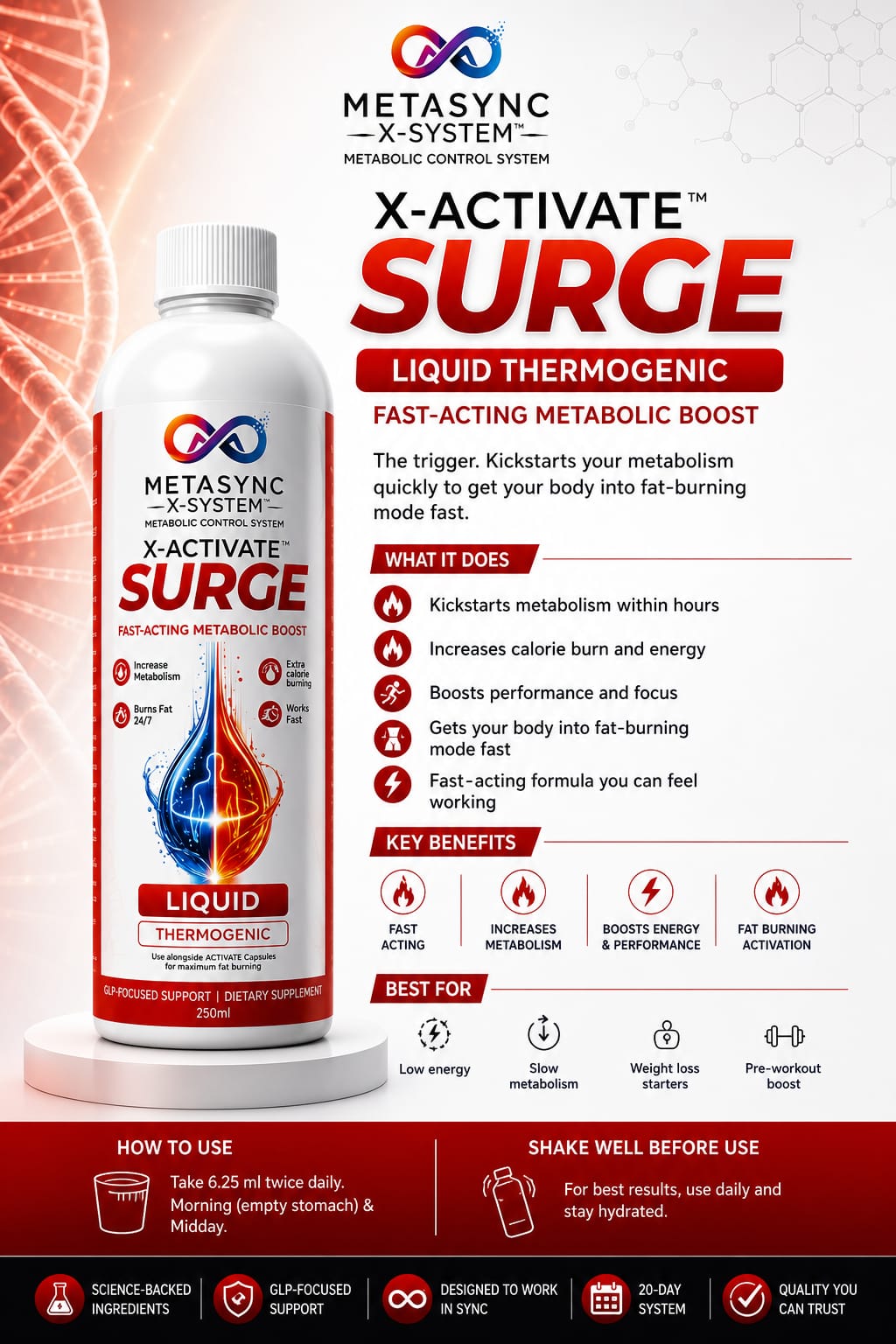 Metasync: X-Activate Surge- Daily Metabolic Support & Thermogenic Support (Liquid)